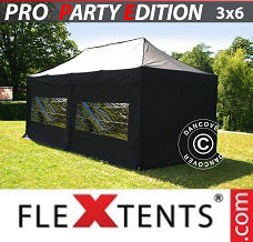 Racing tent 3x6m Black, incl. 6 sidewalls