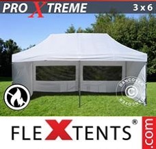 Racing tent 3x6 m White, Flame retardant, incl. 6 sidewalls