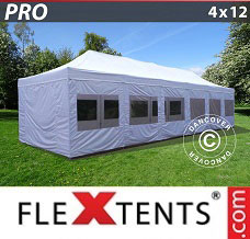 Racing tent 4x12 m White, incl. sidewalls