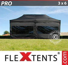 Racing tent 3x6 m Black, incl. 6 sidewalls