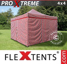 Racing tent 4x4 m Striped incl. 4 sidewalls