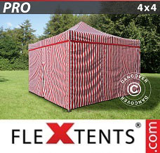 Racing tent 4x4 m Striped, incl. 4 sidewalls