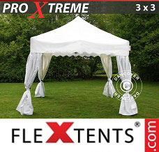 Racing tent 3x3 m White, incl. 4 decorative curtains