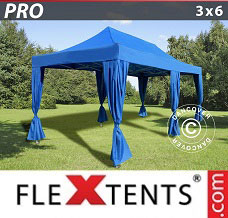 Racing tent 3x6 m Blue, incl. 6 decorative curtains