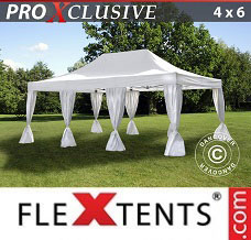 Racing tent 4x6 m White, incl. 8 decorative curtains