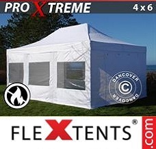 Racing tent 4x6 m White, Flame retardant, incl. 4 sidewalls