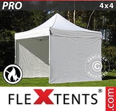Racing tent 4x4 m White, Flame retardant, incl. 4 sidewalls