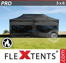 Racing tent 3x6 m Black, Flame retardant, incl. 6 sidewalls