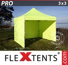 Racing tent 3x3 m Neon yellow/green, incl. 4 sidewalls