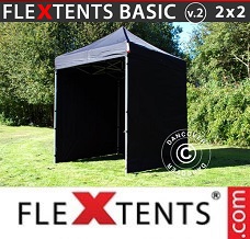 Racing tent 2x2 m Black, incl. 4 sidewalls