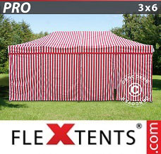 Racing tent 3x6 m Striped, incl. 6 sidewalls