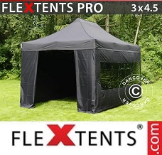 Racing tent 3x4.5 m Black, incl. 4 sidewalls