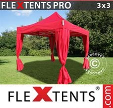 Racing tent 3x3 m Red, incl. 4 decorative curtains
