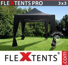 Racing tent 3x3 m Black, incl. 4 decorative curtains