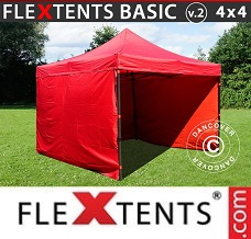 Racing tent 4x4 m Red, incl. 4 sidewalls