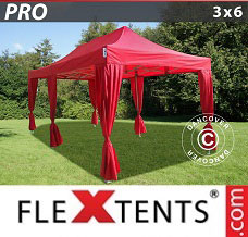 Racing tent 3x6 m Red, incl. 6 decorative curtains
