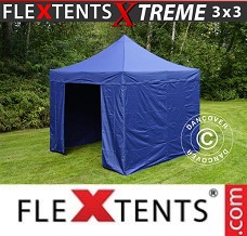 Racing tent 3x3 m Dark blue, incl. 4 sidewalls