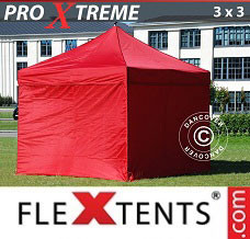 Racing tent 3x3 m Red, incl. 4 sidewalls
