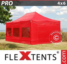 Racing tent 4x6 m Red, incl. 8 sidewalls