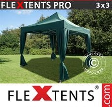 Racing tent 3x3 m Green, incl. 4 decorative curtains