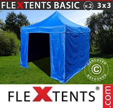 Racing tent 3x3 m Blue, incl. 4 sidewalls