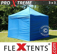 Racing tent 3x3 m Blue, incl. 4 sidewalls
