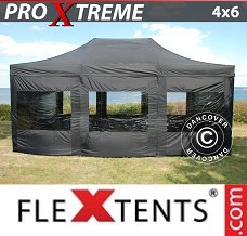 Racing tent 4x6 m Black, incl. 8 sidewalls
