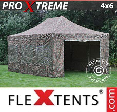 Racing tent 4x6 m Camouflage/Military, incl. 8 sidewalls