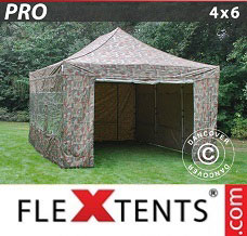 Racing tent 4x6 m Camouflage/Military, incl. 8 sidewalls