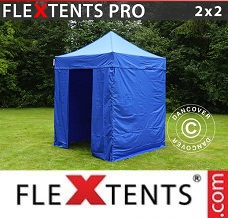 Racing tent 2x2 m Blue, incl. 4 sidewalls