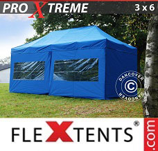 Racing tent 3x6 m Blue, incl. 6 sidewalls