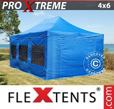 Racing tent 4x6 m Blue, incl. 8 sidewalls