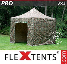 Racing tent 3x3 m Camouflage/Military, incl. 4 sidewalls