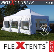 Racing tent 4x6 m White, incl. 8 sidewalls & decorative...