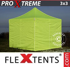 Racing tent 3x3 m Neon yellow/green, incl. 4 sidewalls