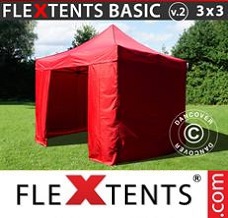 Racing tent 3x3 m Red, incl. 4 sidewalls