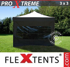 Racing tent 3x3 m Black, incl. 4 sidewalls